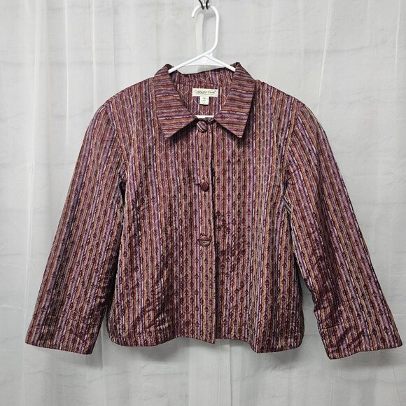 Coldwater Creek Purple Striped Boho Jacket Retro PXL - Picture 8 of 12